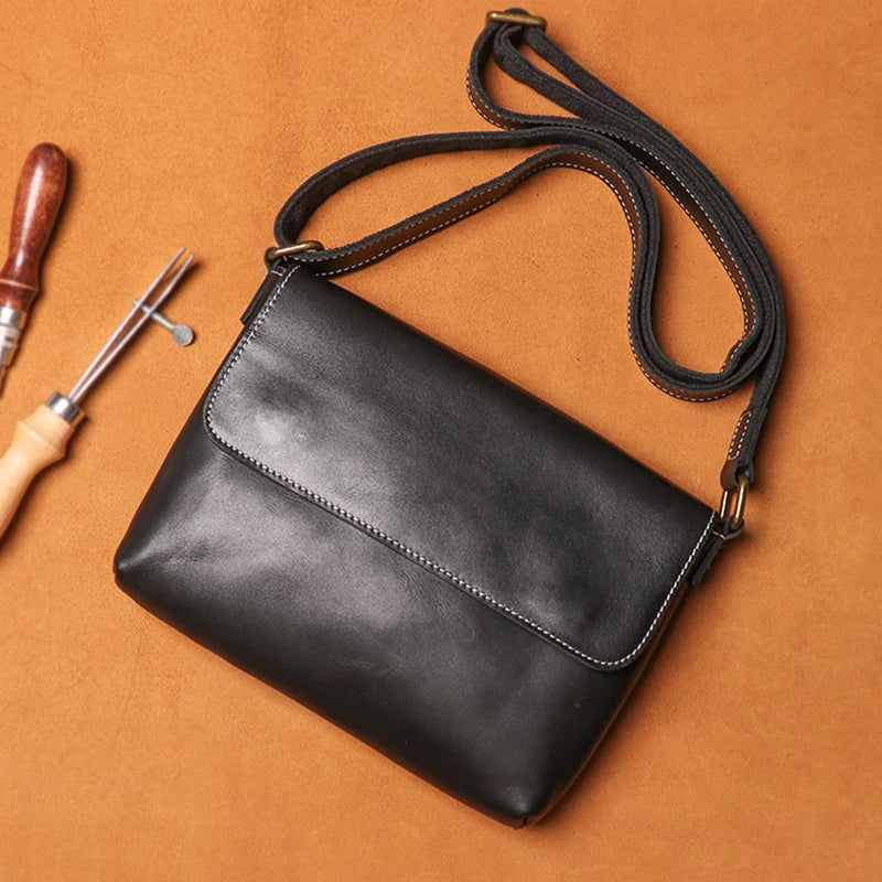 Leather Crossbody Bag – Cowhide Shoulder Bag Magnetic Closure