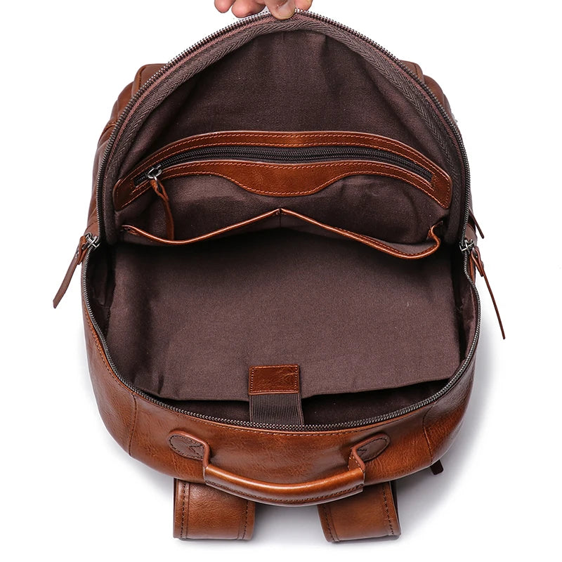 Leather Backpack with Laptop Compartment - Travel & Work