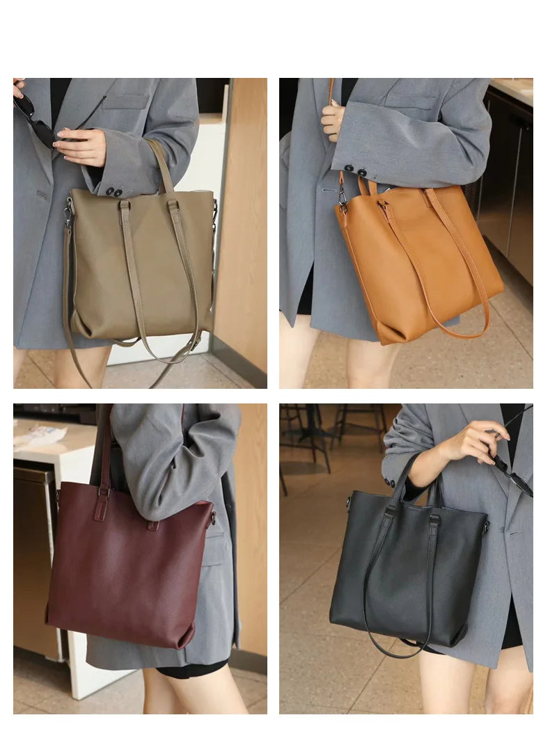 Black Cowhide Travel Tote - Large Capacity | KQ Premium