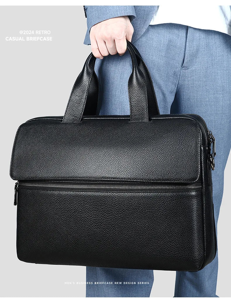 Leather Briefcase 15 Inch Laptop Bag for Work & Business