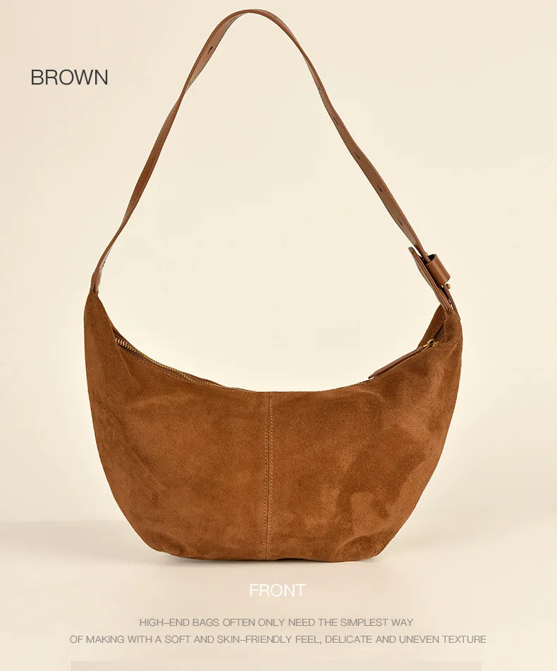 Adjustable Strap Hobo - Camel Coffee Suede