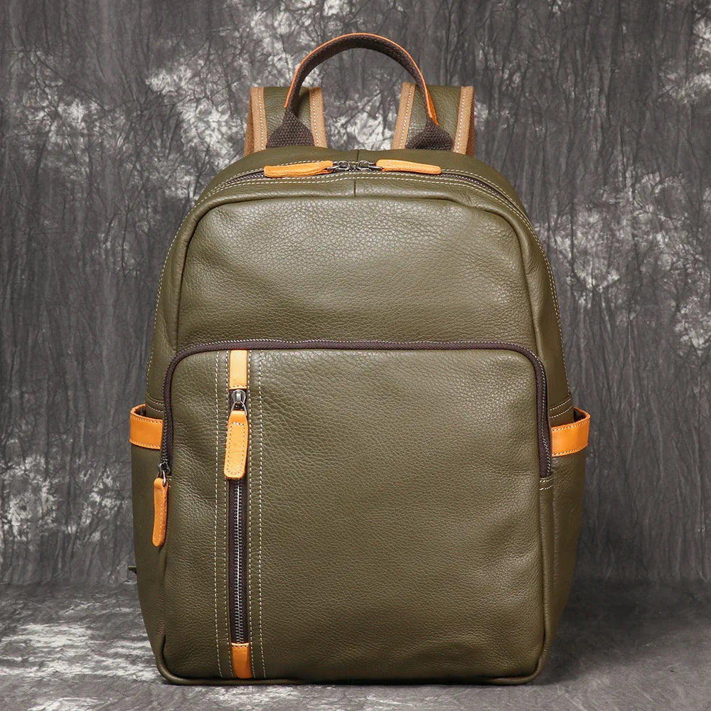 Leather Backpack with Laptop Compartment - 15 Inch Travel Bag