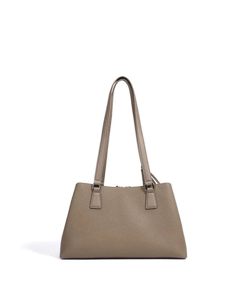 Beige Armpit Shopper - Cowhide Leather Bag with Pouch