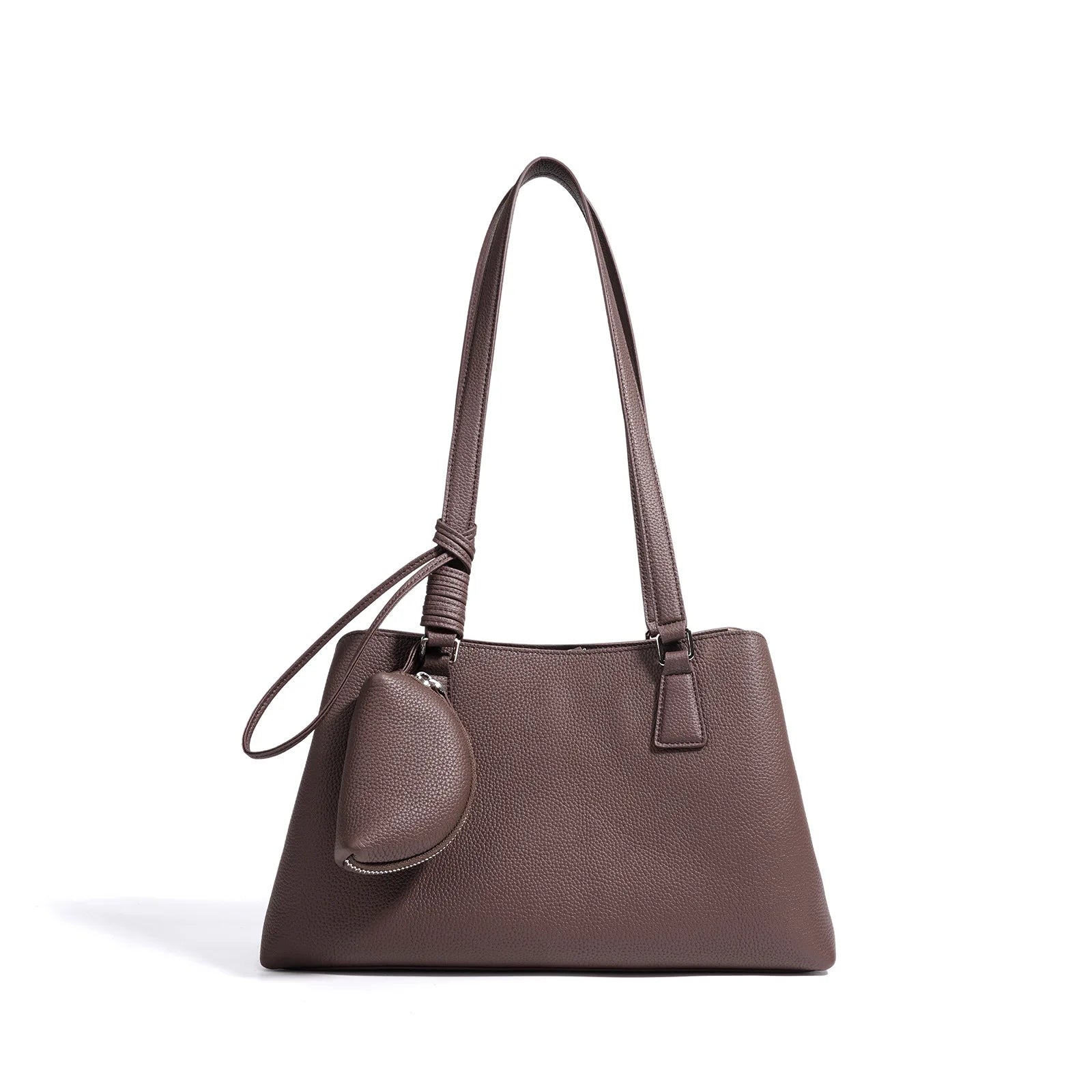 Beige Armpit Shopper - Cowhide Leather Bag with Pouch