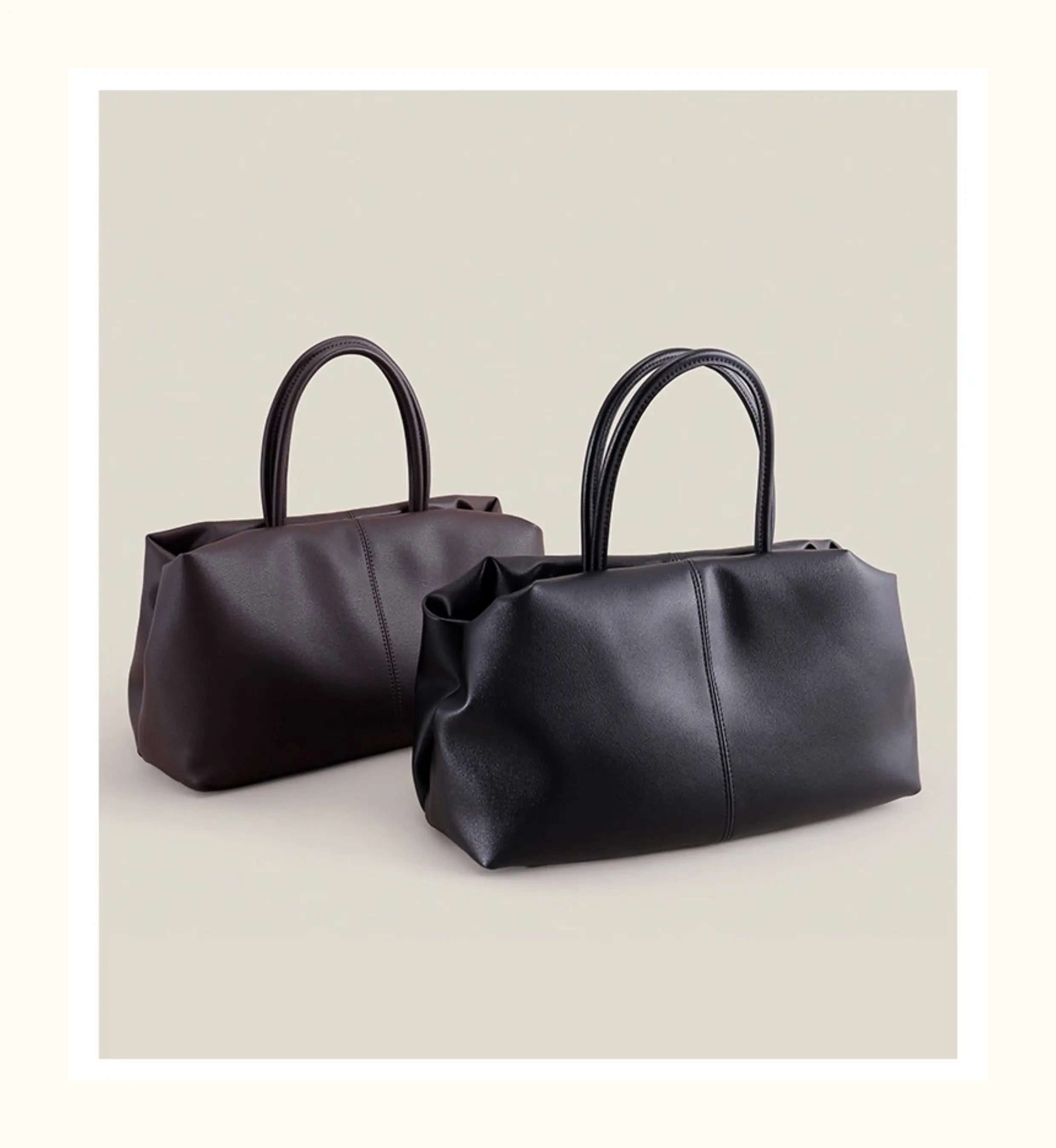 Black Coffee Cloud Tote - Cowhide Travel Handbag
