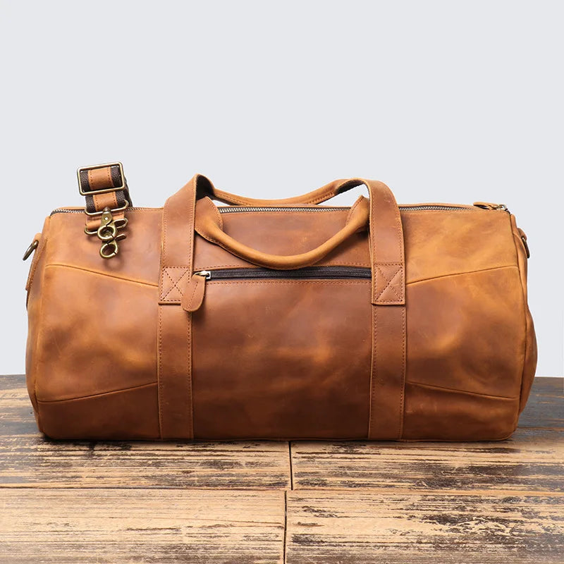 Leather Duffel Bag – Vintage Weekender Travel & Gym Tote