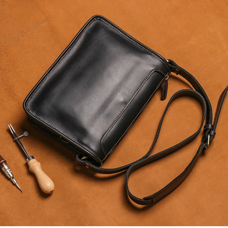 Crazy Horse Leather Messenger Bag with Laptop Compartment