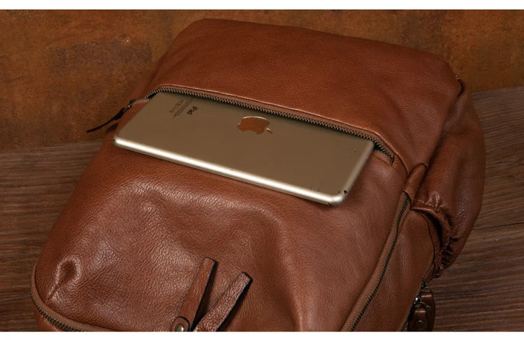 Leather Backpack – Large Capacity Travel & Laptop Bag 15.6 Inch