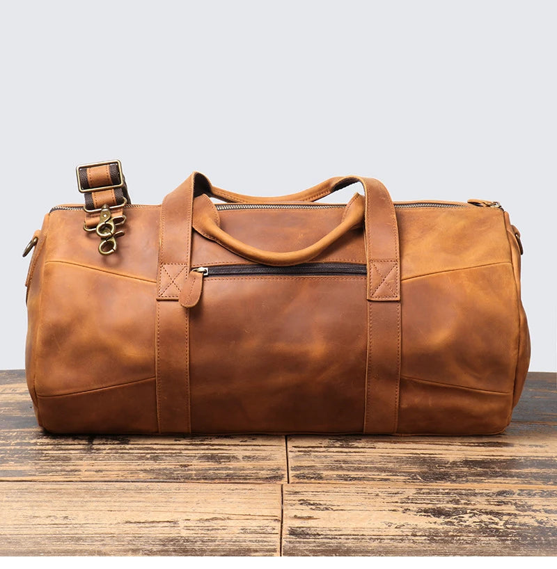 Leather Duffel Bag – Vintage Weekender Travel & Gym Tote