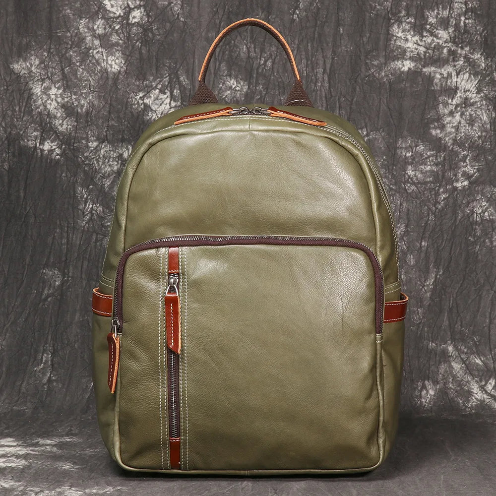 Leather Backpack with Laptop Compartment - 15 Inch Travel Bag