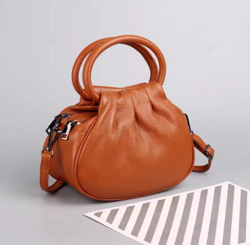 Beige Ruched Dumpling Crossbody Bag