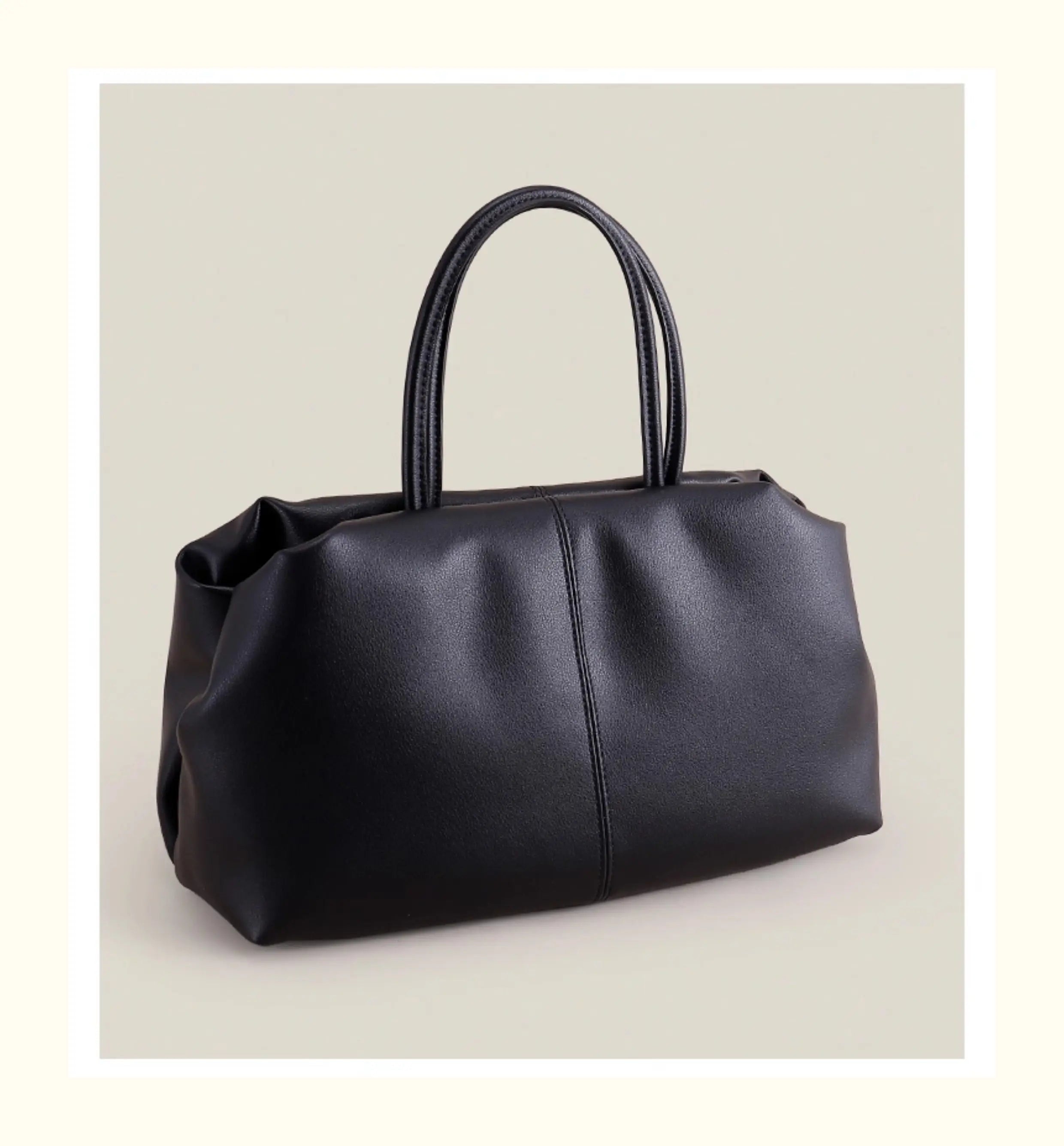 Black Coffee Cloud Tote - Cowhide Travel Handbag