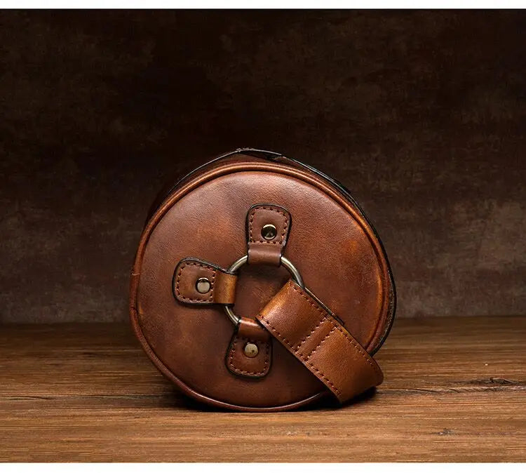 Leather Crossbody Bag with Cylinder Design