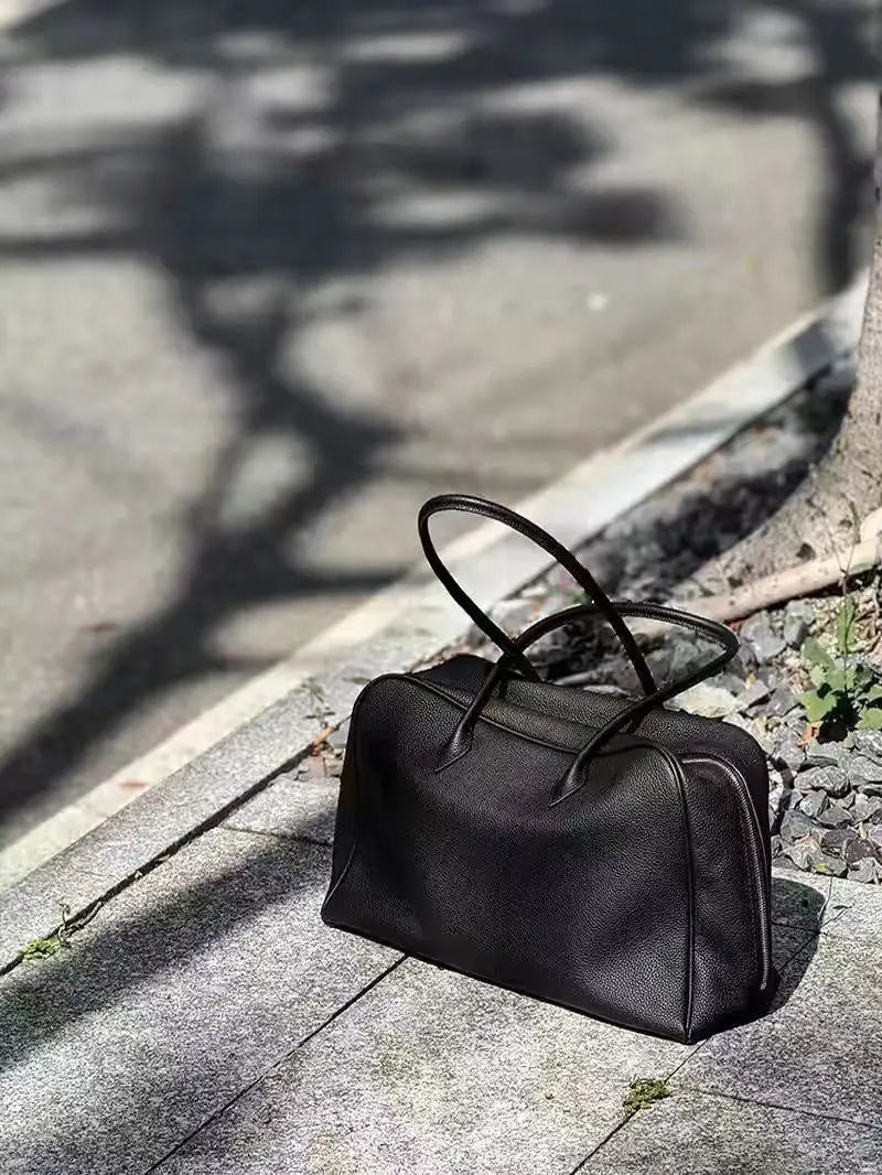 Leather Tote Bag with Shoulder Strap