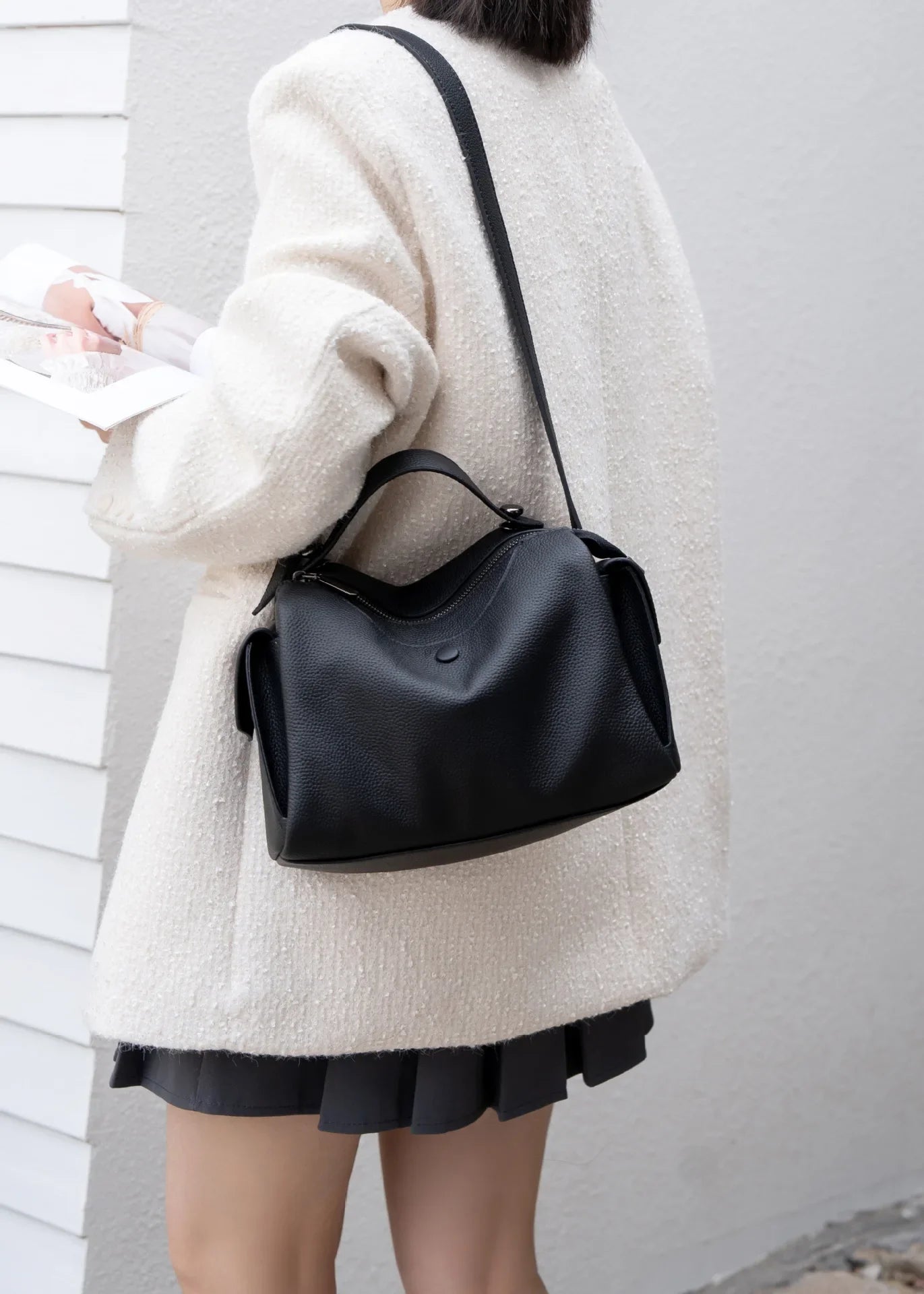 Beige Togo Leather Boston Tote - KQ Premium 2026