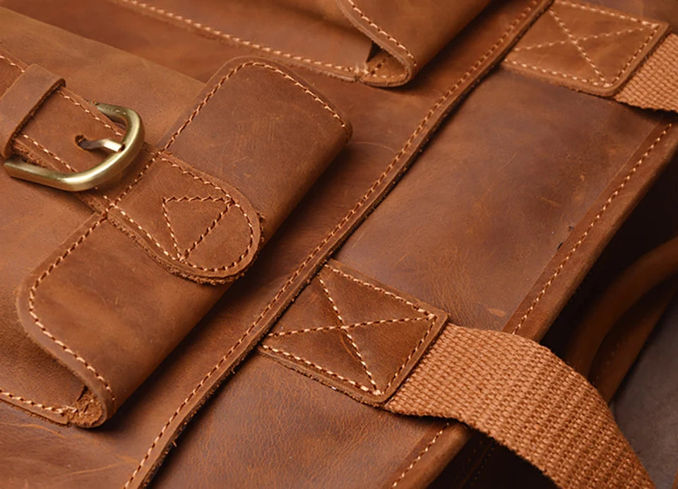 Leather Briefcase – 14 Inch Laptop Bag with Shoulder Strap
