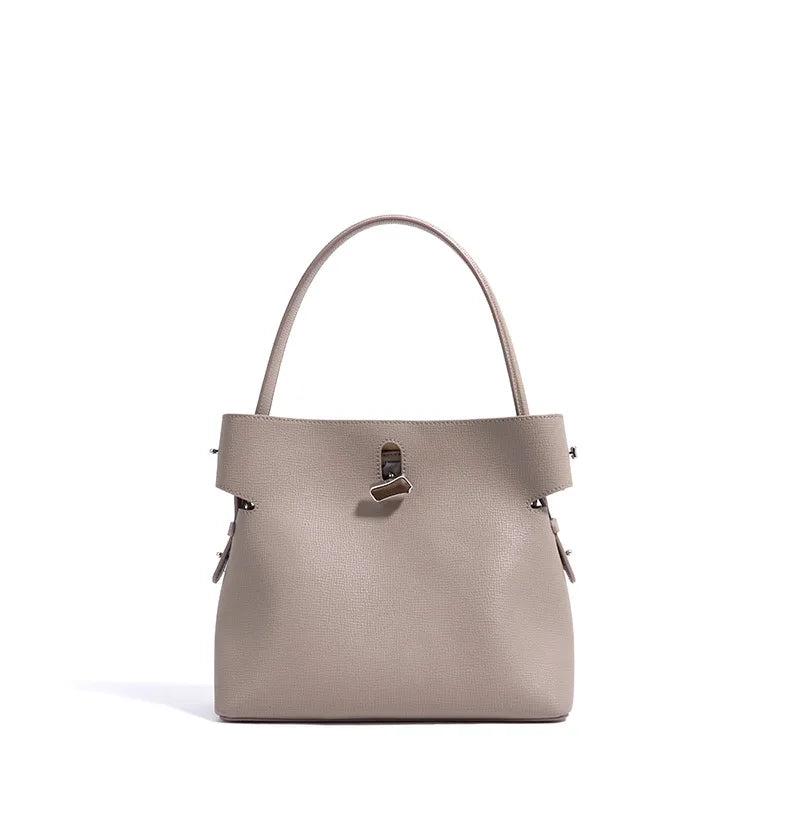 Beige Epsom Leather Bucket Tote 2026