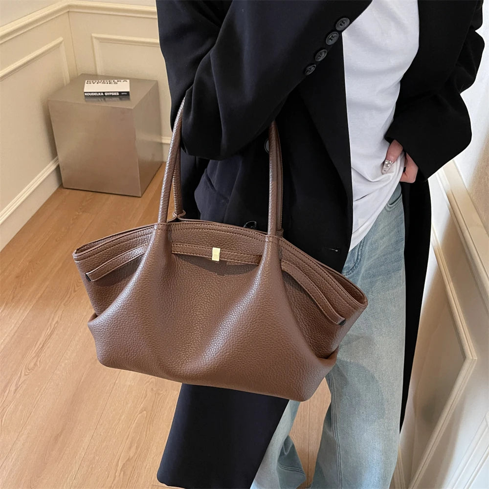 Women's Textured Leather Shoulder Tote