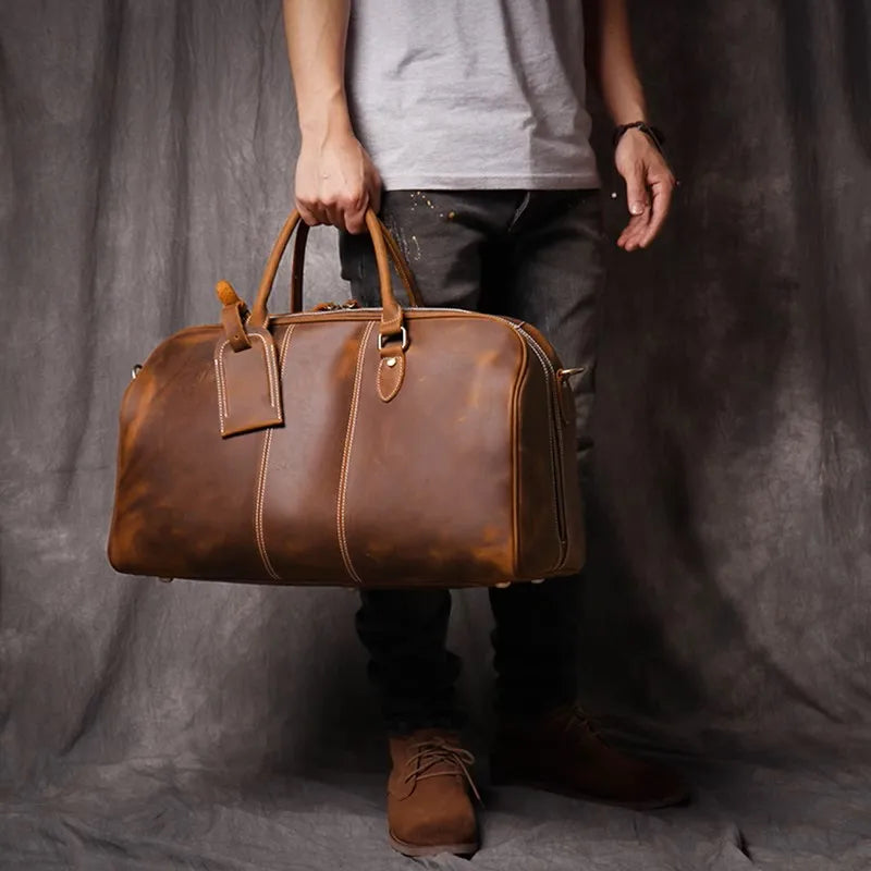 Leather Travel Tote with 14-Inch Laptop Compartment