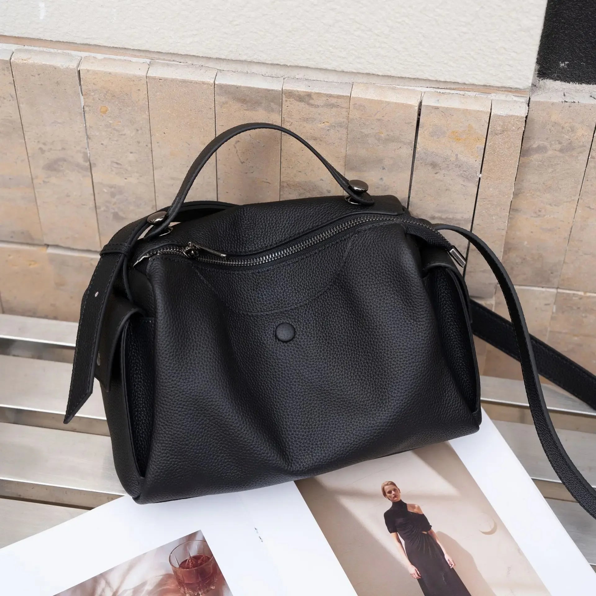 Beige Togo Leather Boston Tote - KQ Premium 2026