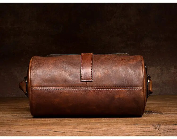 Leather Crossbody Bag with Cylinder Design
