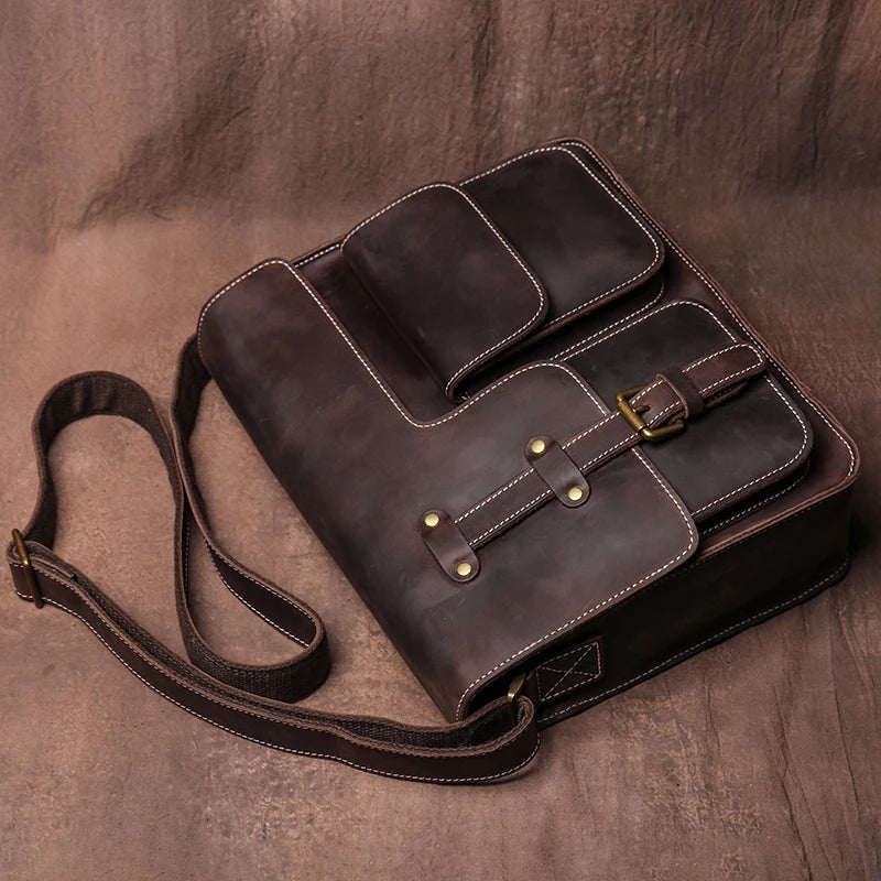 Leather Crossbody Bag for Men 12.9 Inch iPad Sling Messenger
