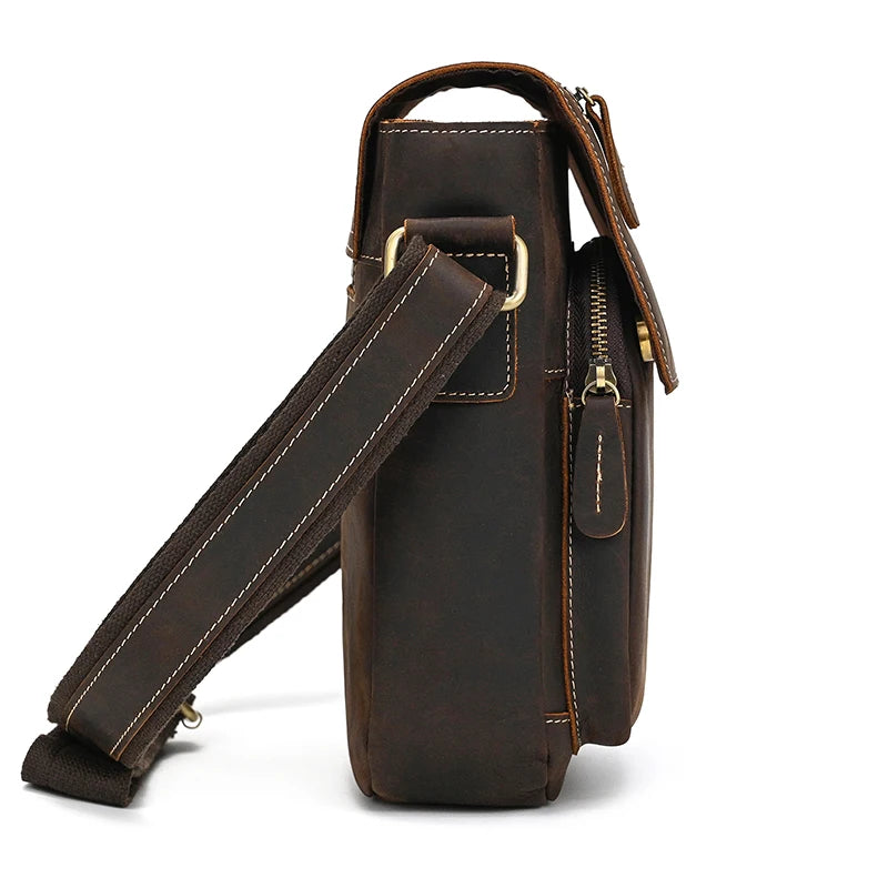 Vintage Leather Messenger Bag for Men - iPad Crossbody Briefcase