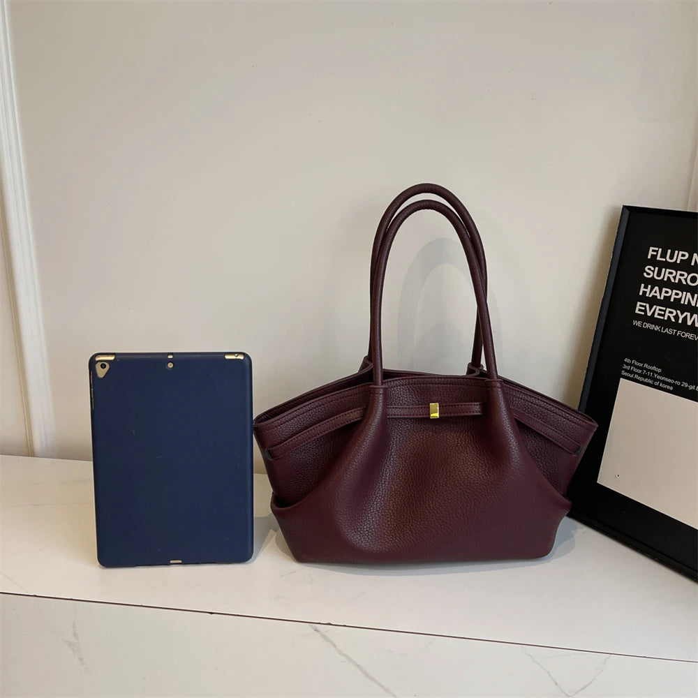 Women's Textured Leather Shoulder Tote