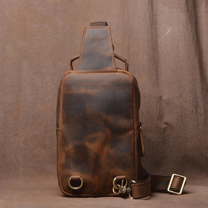 Leather Sling Bag - Crossbody Chest Pack for Daily Use