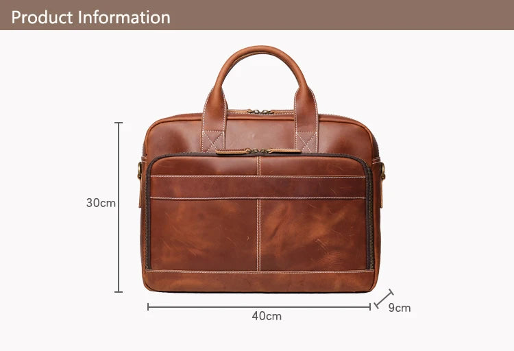 Leather Briefcase 15.6" Laptop Bag – Vintage Business Messenger