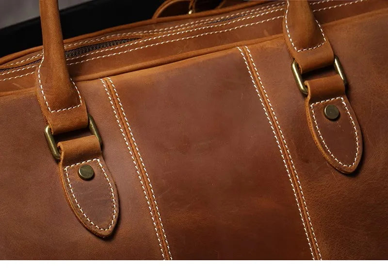 Leather Travel Tote with 14-Inch Laptop Compartment