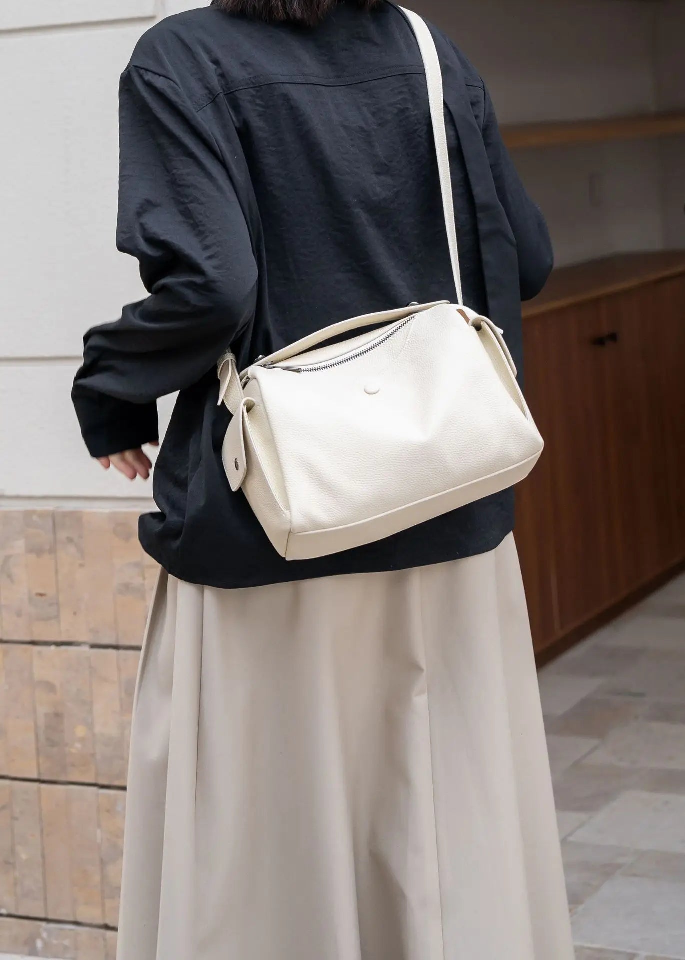 Beige Togo Leather Boston Tote - KQ Premium 2026