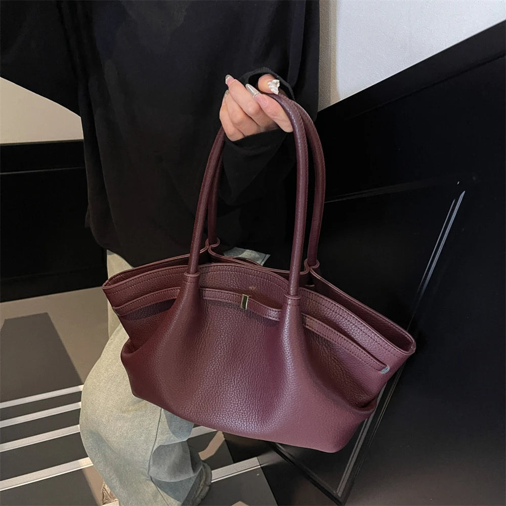 Women's Textured Leather Shoulder Tote