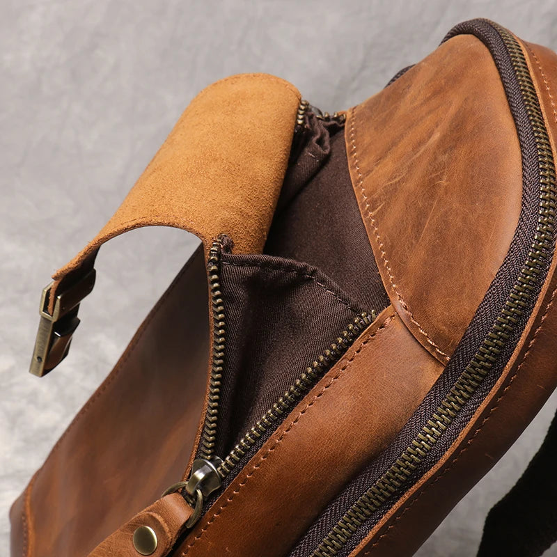 Leather Crossbody Bag – Vintage Sling Bag for iPad & Essentials