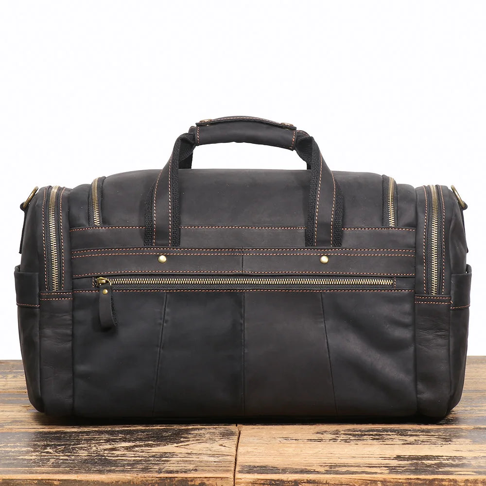 Leather Travel Bag – Large Capacity Weekend Duffel with Strap