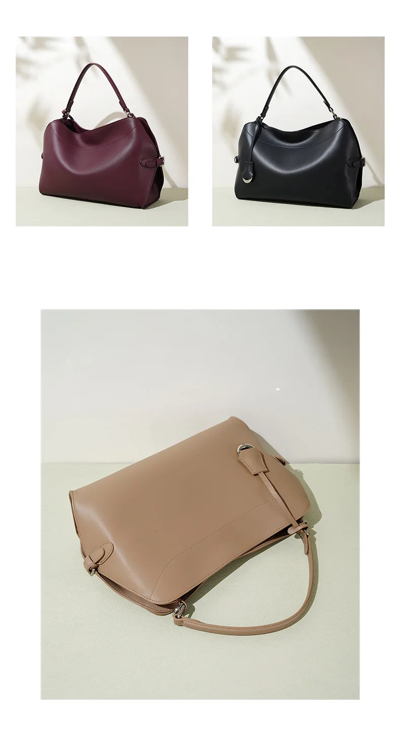 Beige Split Leather Business Tote | KQ Premium