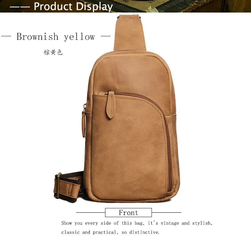 Leather Sling Bag – Compact Crossbody Chest Pack for Daily Use