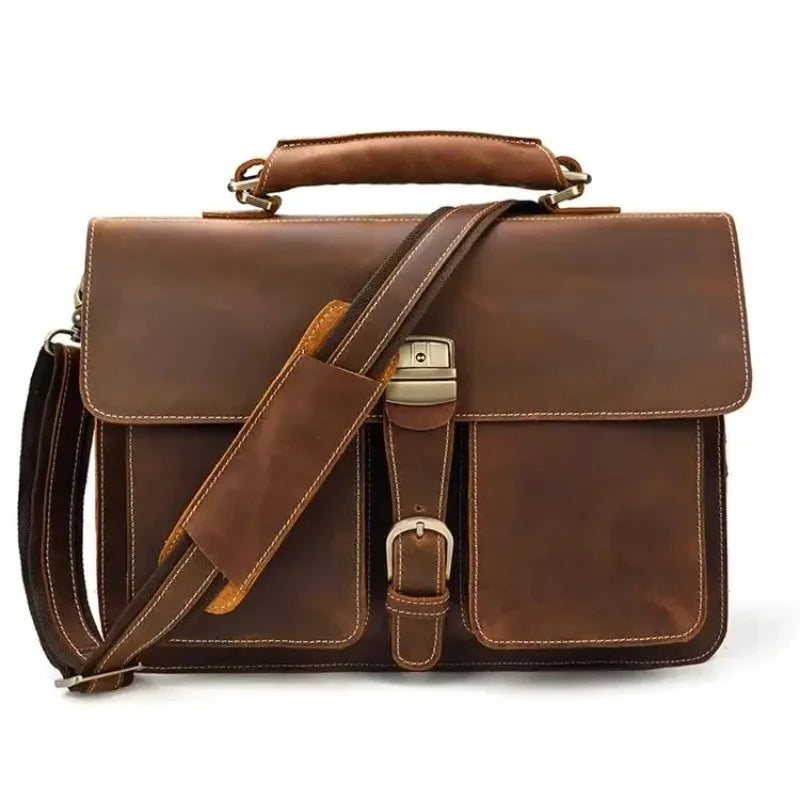 Cowhide Leather Briefcase – Men's Professional Bag