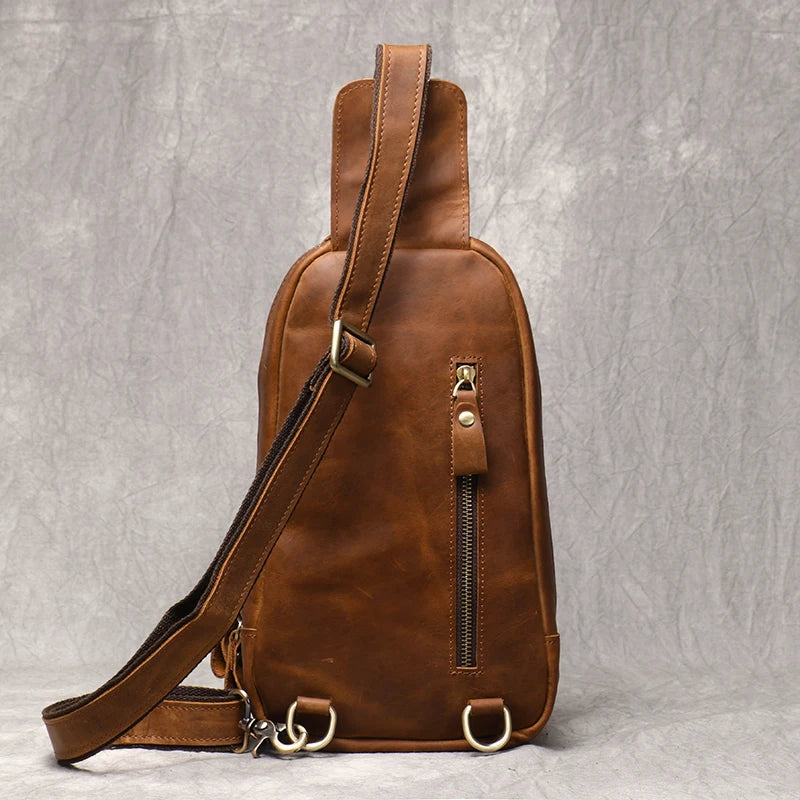 Leather Crossbody Bag – Vintage Sling Bag for iPad & Essentials