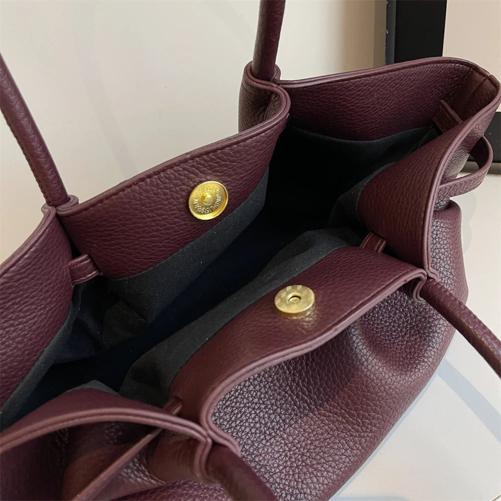 Women's Textured Leather Shoulder Tote
