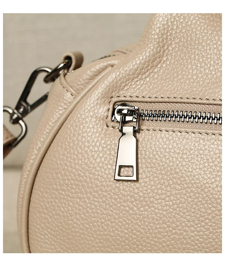 Beige Ruched Dumpling Crossbody Bag