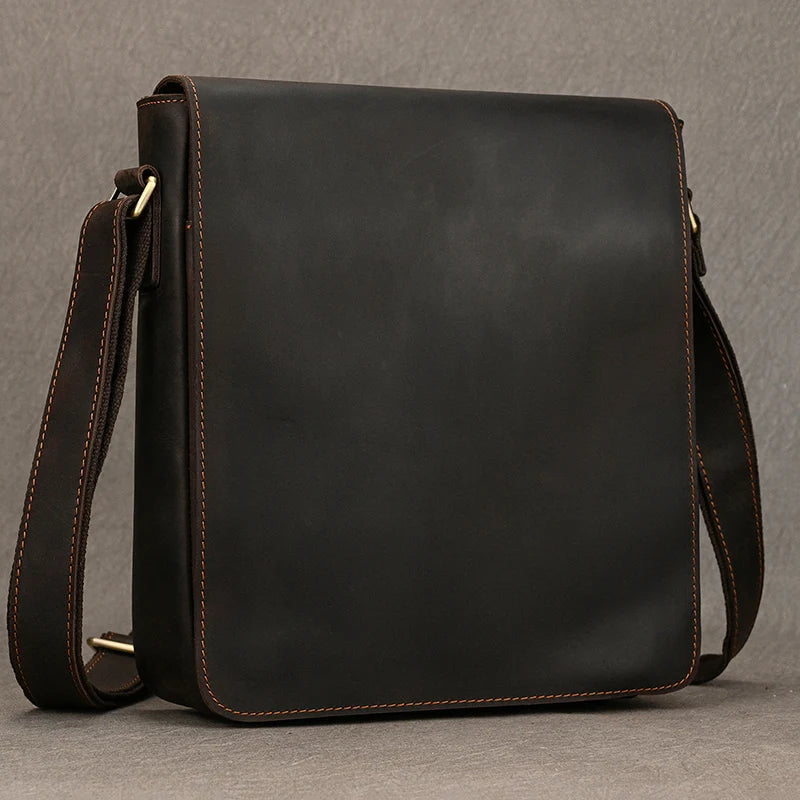 Leather Crossbody Bag for Men with Adjustable Strap