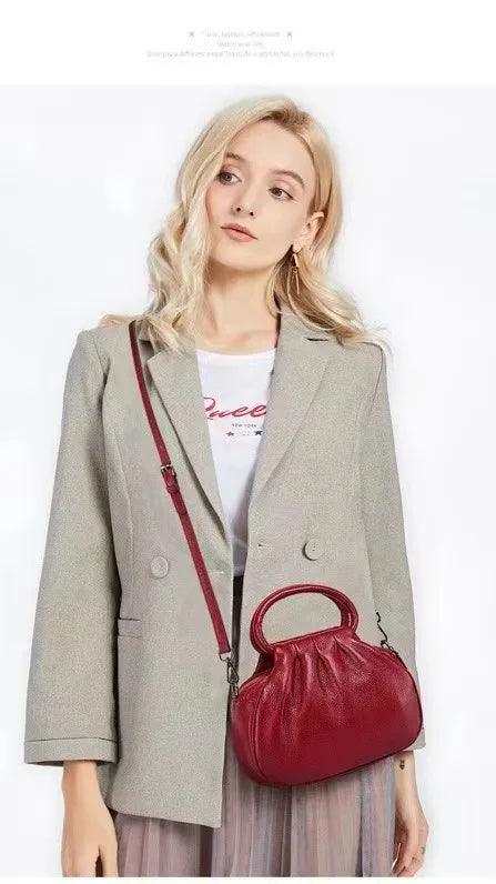 Beige Ruched Dumpling Crossbody Bag