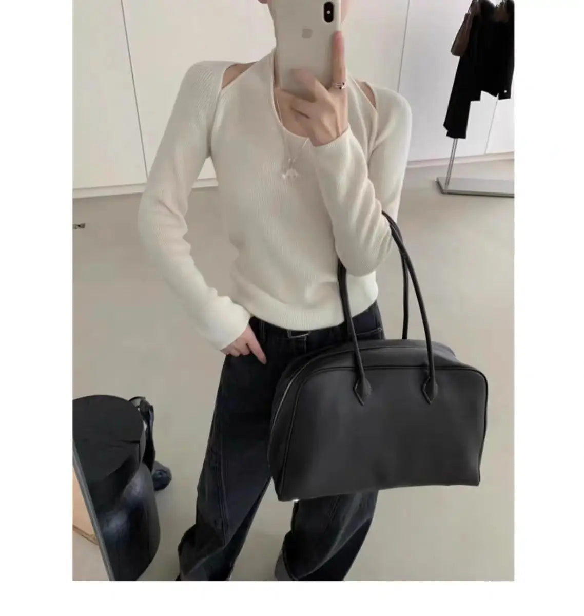 Leather Tote Bag with Shoulder Strap