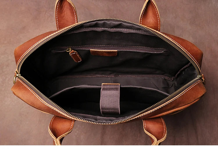 Leather Briefcase 15.6" Laptop Bag – Vintage Business Messenger