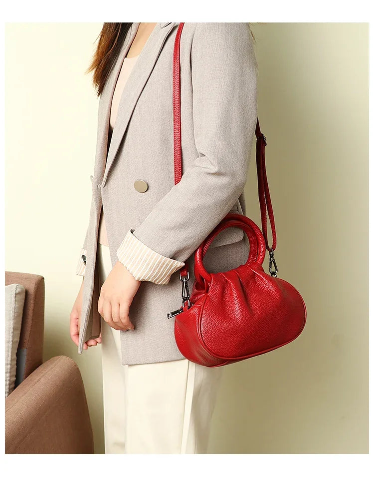 Beige Ruched Dumpling Crossbody Bag