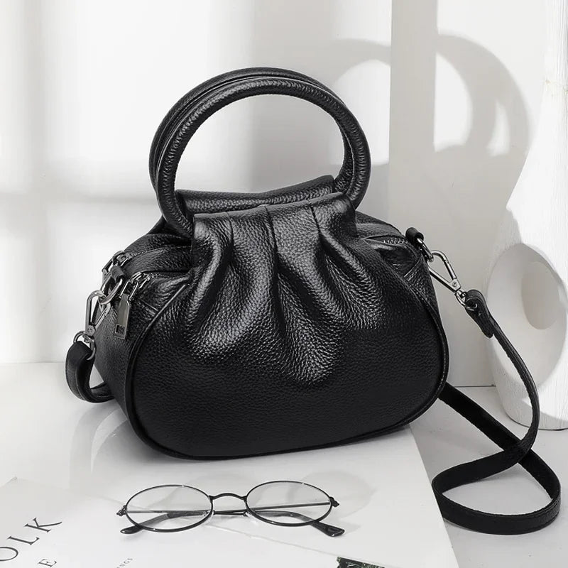 Beige Ruched Dumpling Crossbody Bag