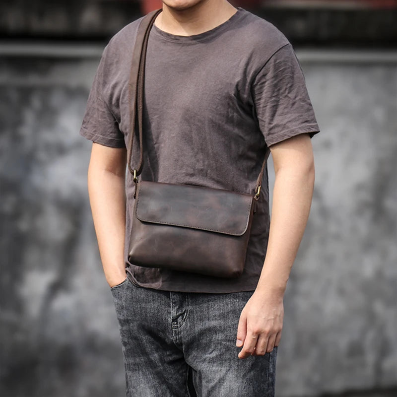 Leather Crossbody Bag – Cowhide Shoulder Bag Magnetic Closure