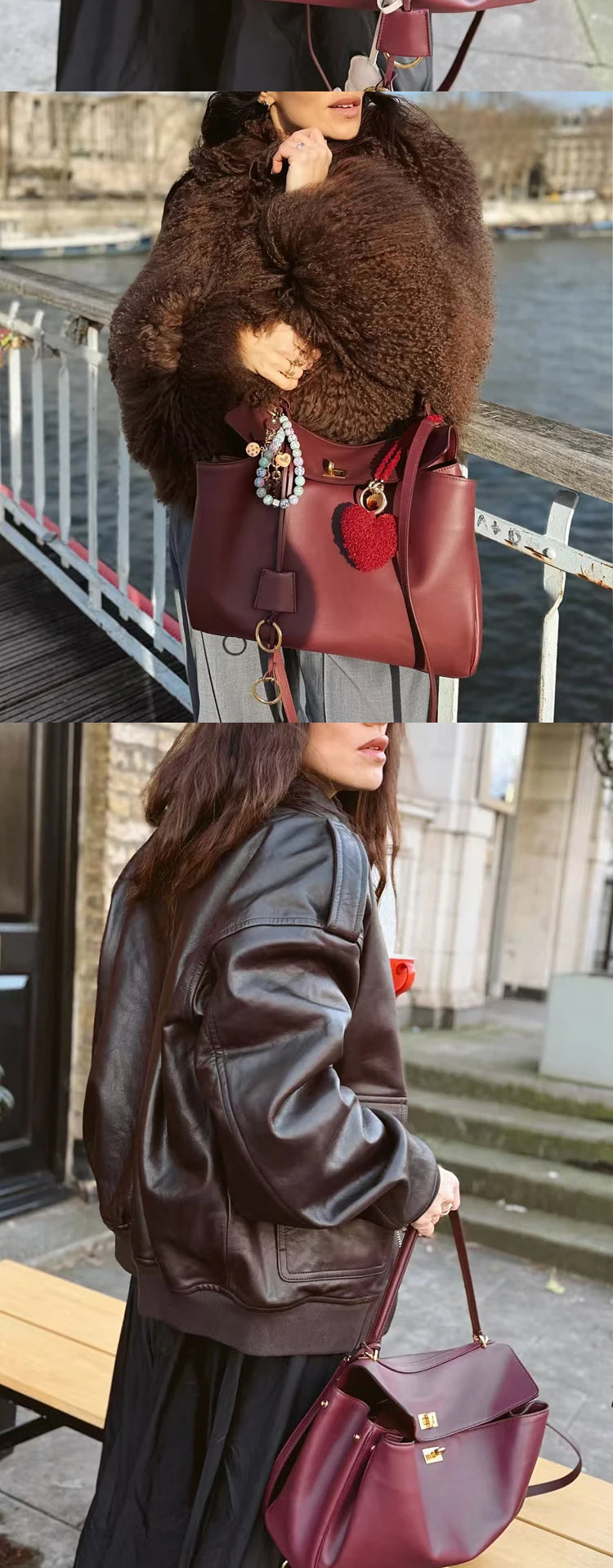 Leather Tote Bag – Large Capacity Shoulder Bag with Lock Closure