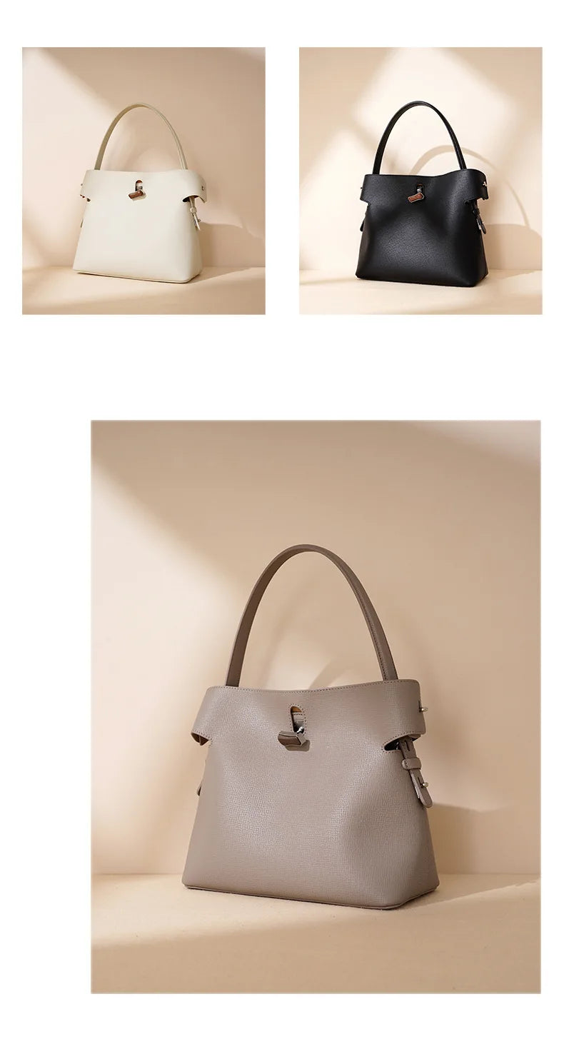 Beige Epsom Leather Bucket Tote 2026